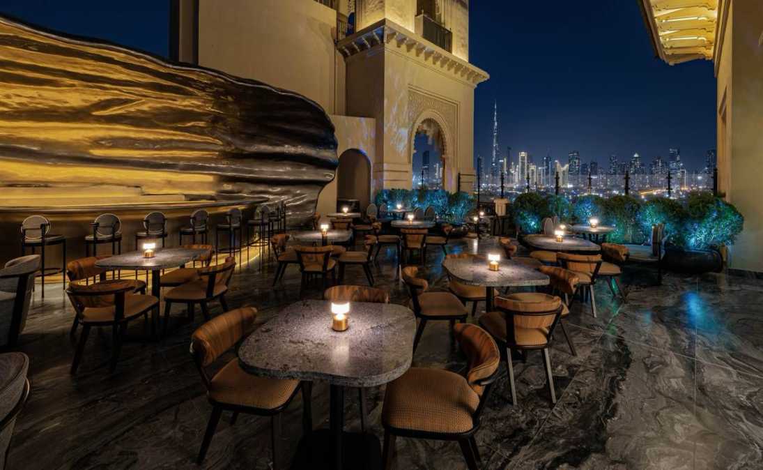 Decorative canopy and terrace at Mercury Lounge, Four Seasons Resort Jumeirah Beach